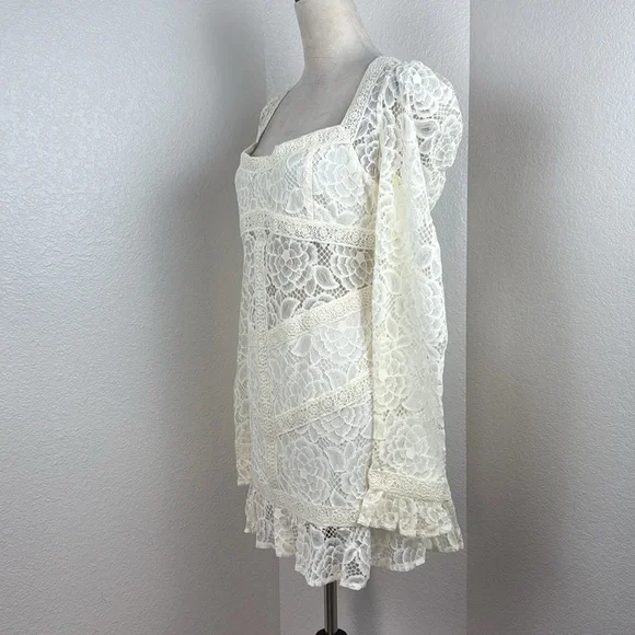For Love &Lemons Cleo Mini Dress in Ivory Size X-Large NWT - Picture 8 of 10